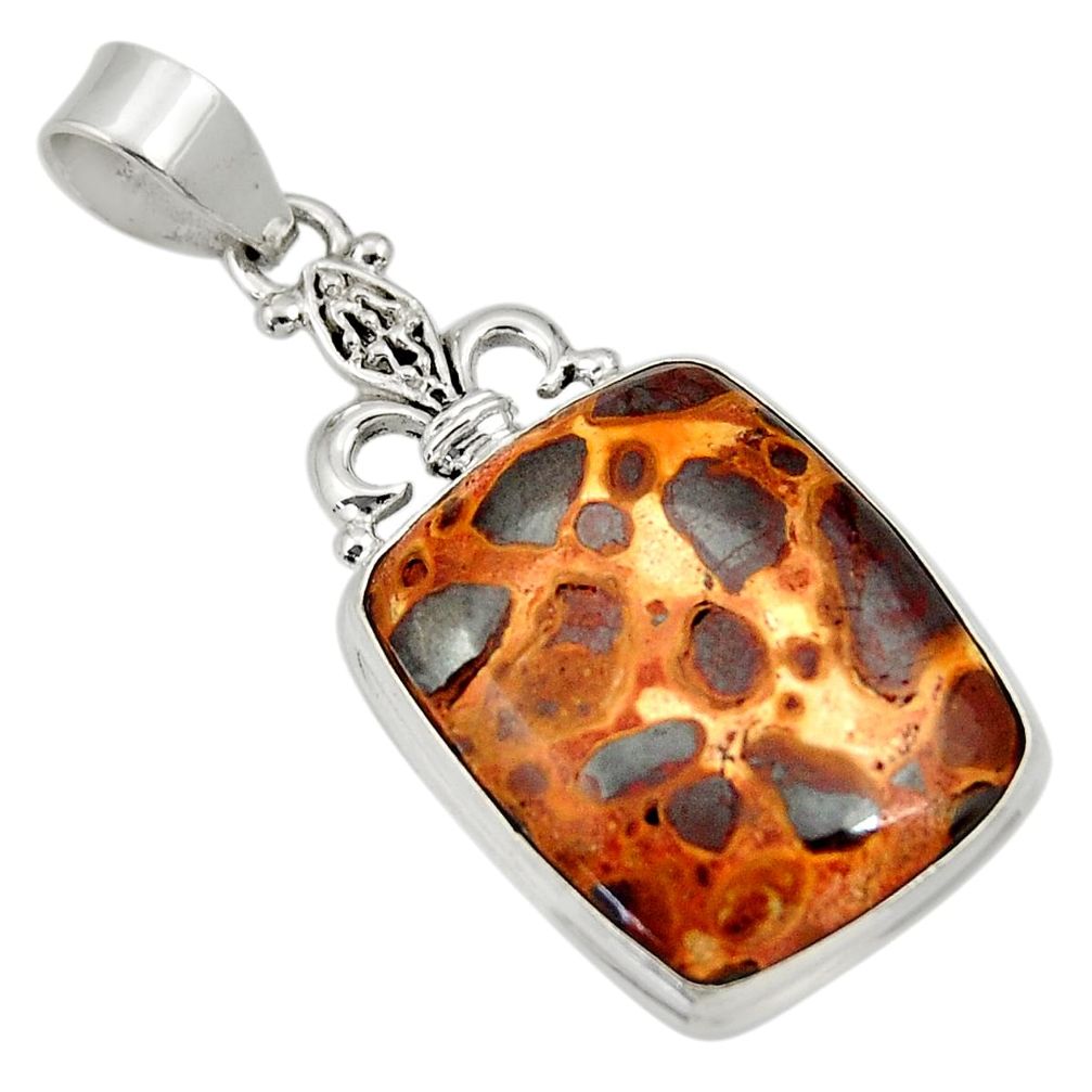 925 sterling silver 19.23cts natural brown bauxite pendant jewelry d33789