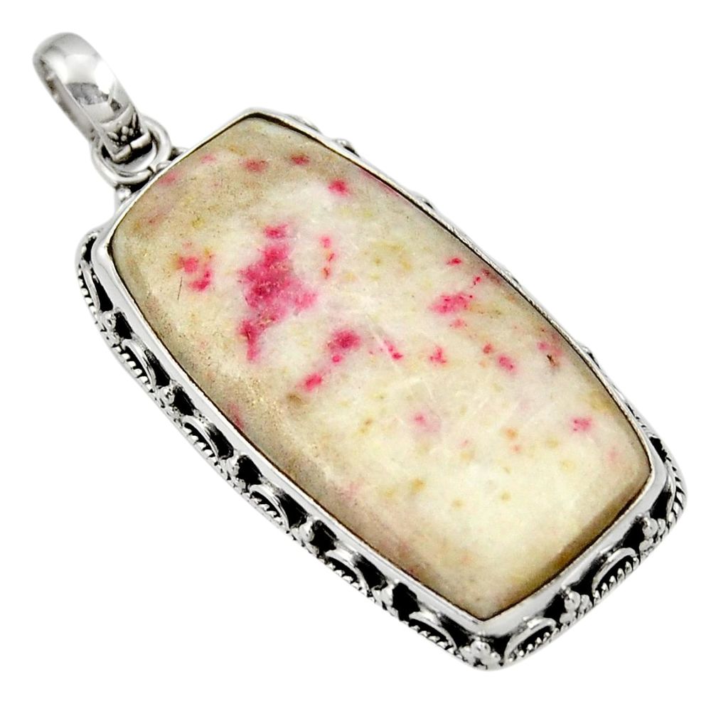 925 sterling silver 25.00cts natural red cinnabar spanish pendant jewelry d33792