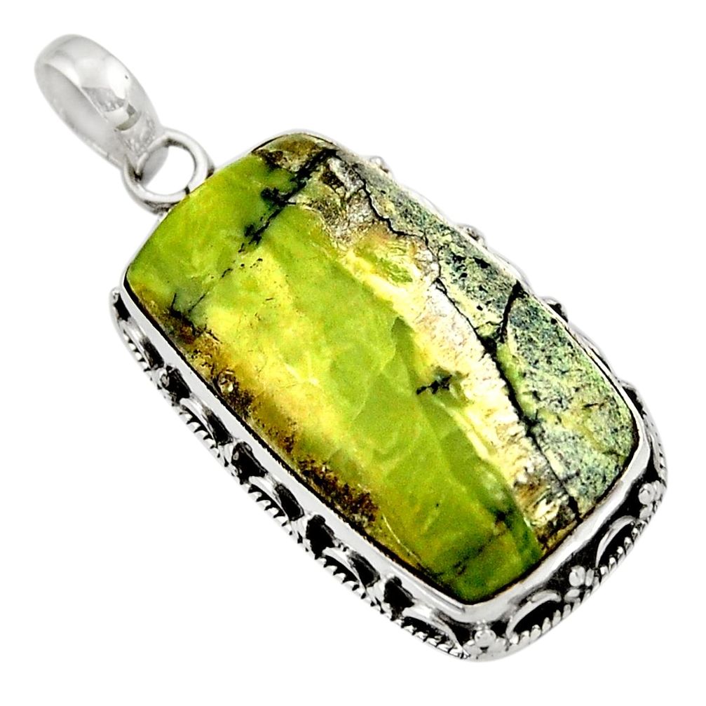 17.57cts natural green swiss imperial opal 925 sterling silver pendant d33793
