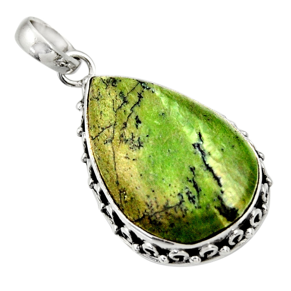 925 sterling silver 15.05cts natural green swiss imperial opal pendant d33796