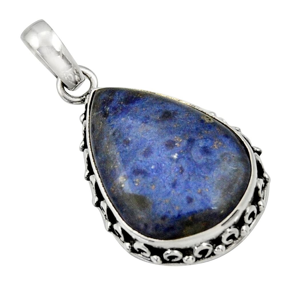 14.72cts natural blue dumortierite 925 sterling silver pendant jewelry d33797