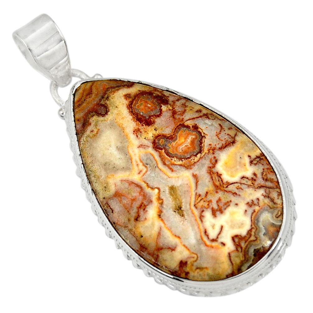 925 sterling silver 25.57cts natural brown rosetta stone jasper pendant d33803