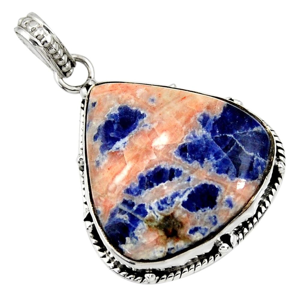 18.70cts natural orange sodalite 925 sterling silver pendant jewelry d33817