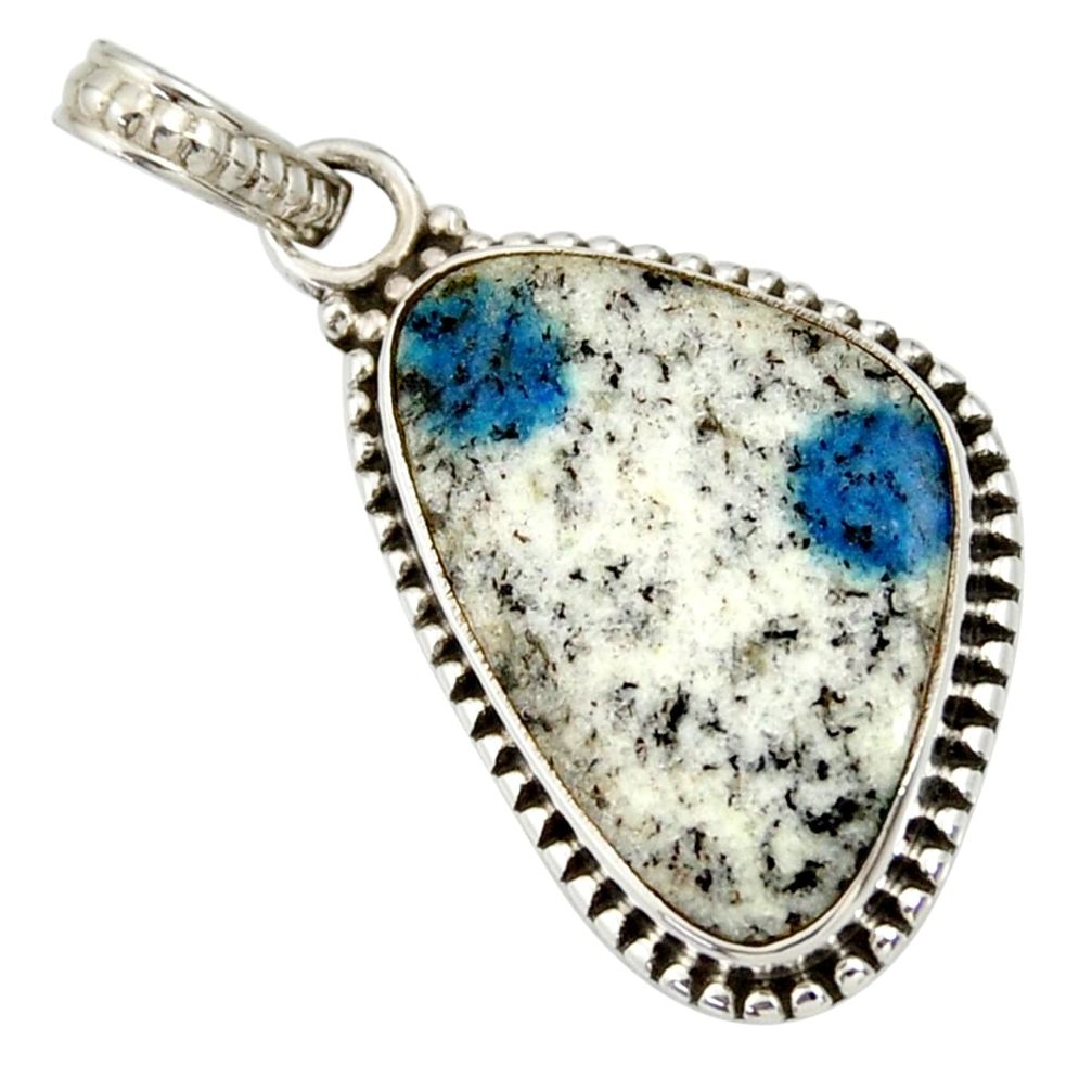 10.65cts natural k2 blue (azurite in quartz) 925 sterling silver pendant d33831