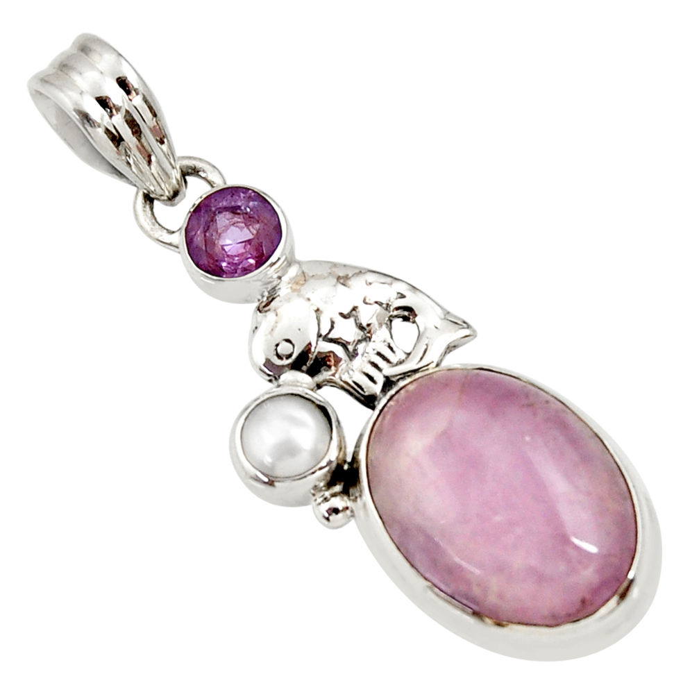 12.71cts natural pink kunzite amethyst 925 sterling silver pendant d33859