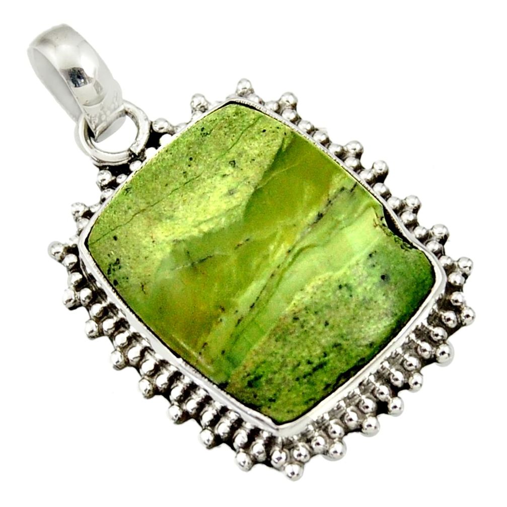 15.08cts natural green swiss imperial opal 925 sterling silver pendant d33862