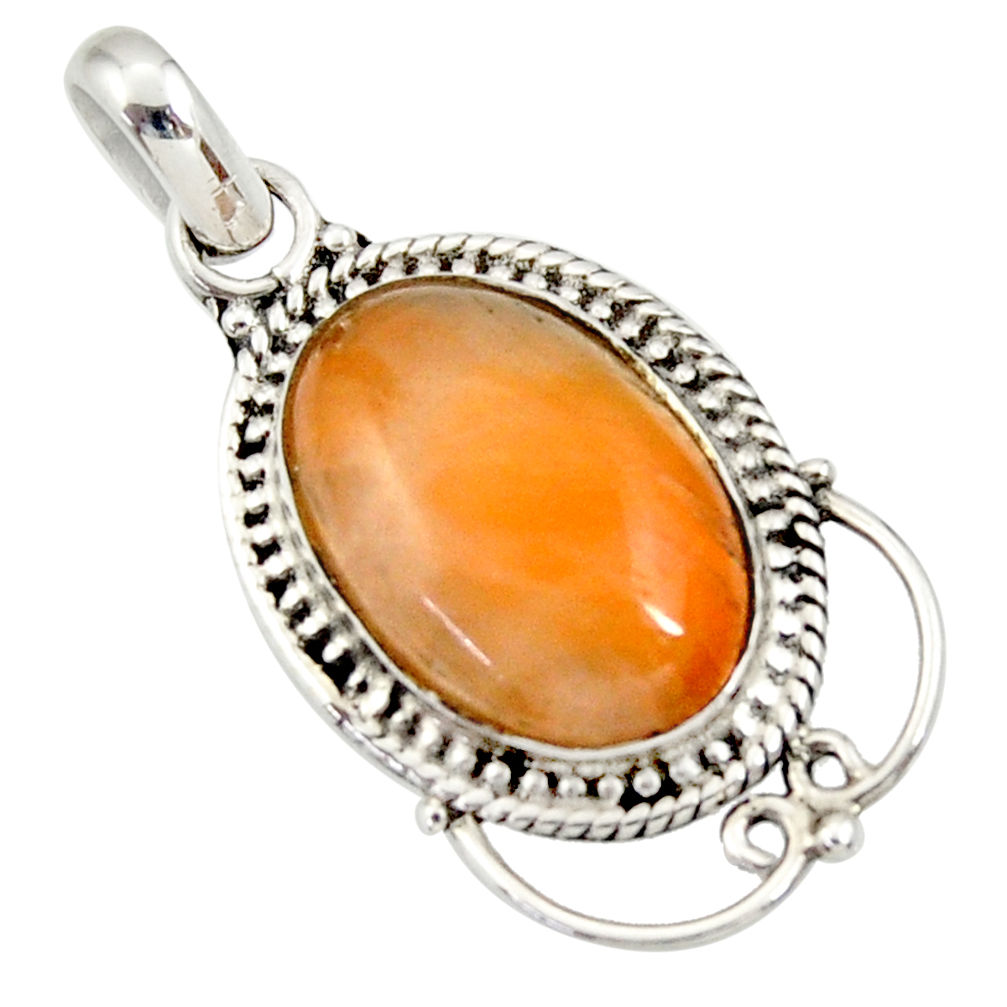 925 sterling silver 10.31cts natural orange calcite pendant jewelry d33868