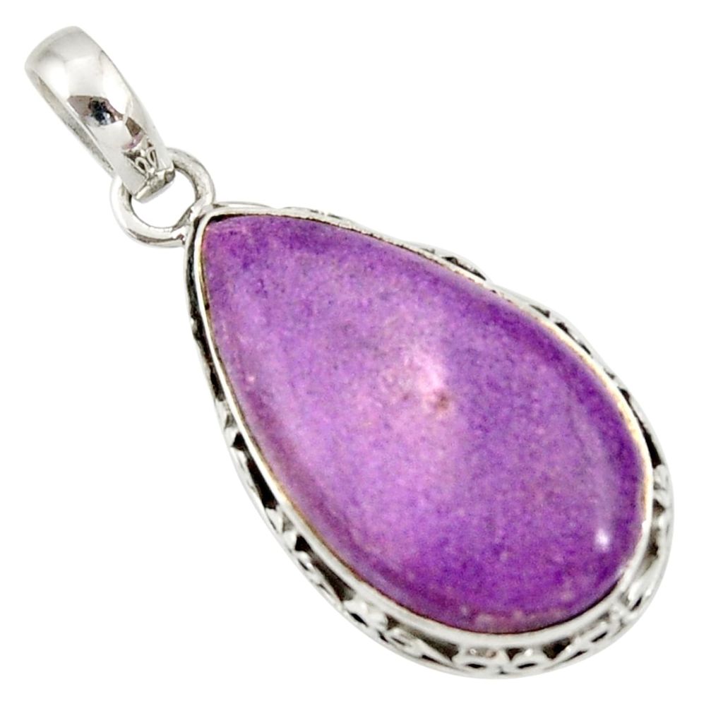 12.58cts natural purple purpurite 925 sterling silver pendant jewelry d33869