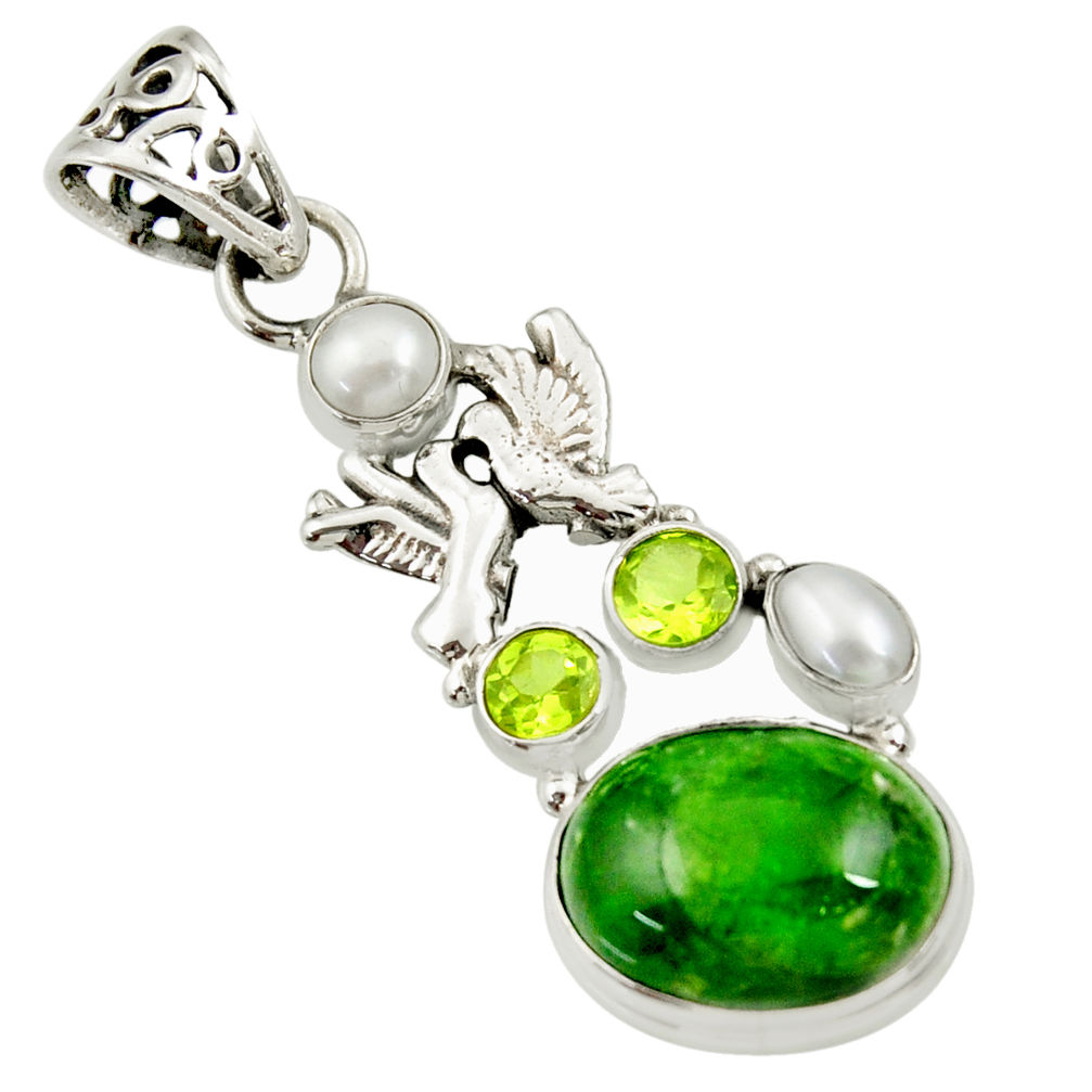  green chrome diopside 925 silver love birds pendant d36201