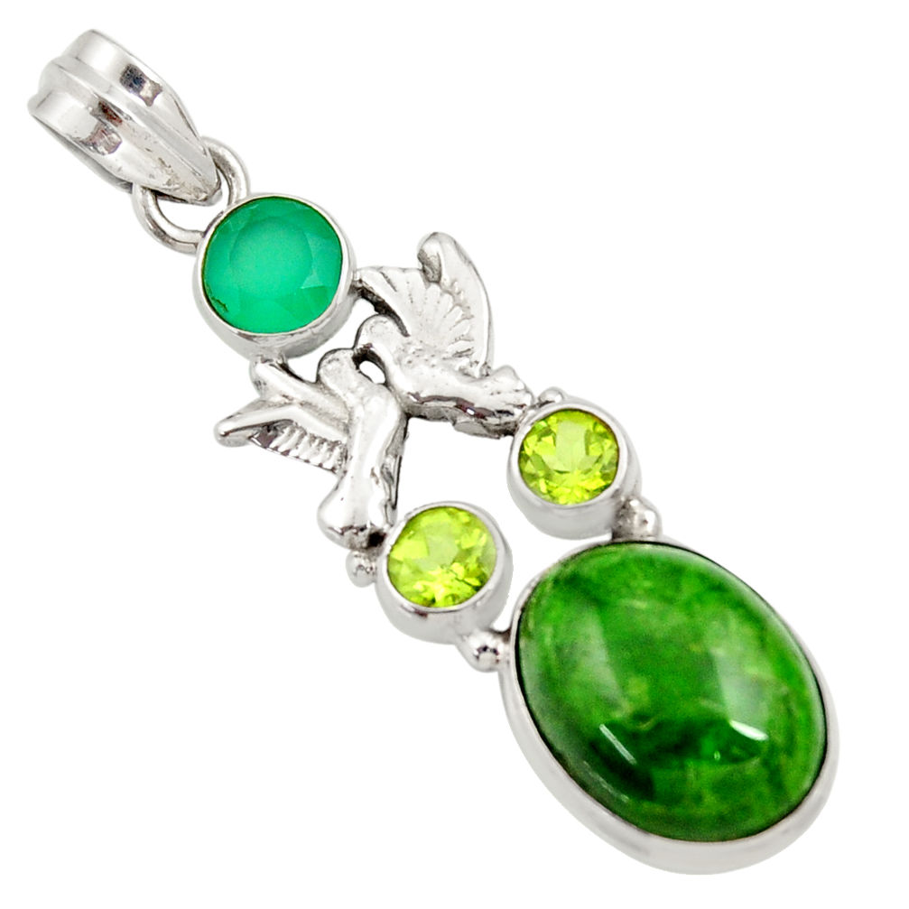  green chrome diopside 925 silver love birds pendant d36211