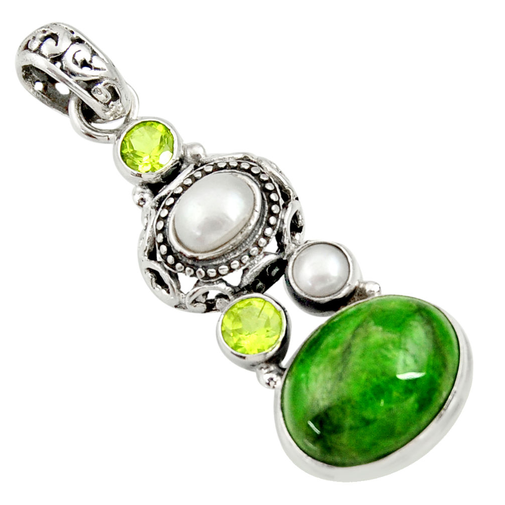 cts natural green chrome diopside peridot pearl pendant d36213