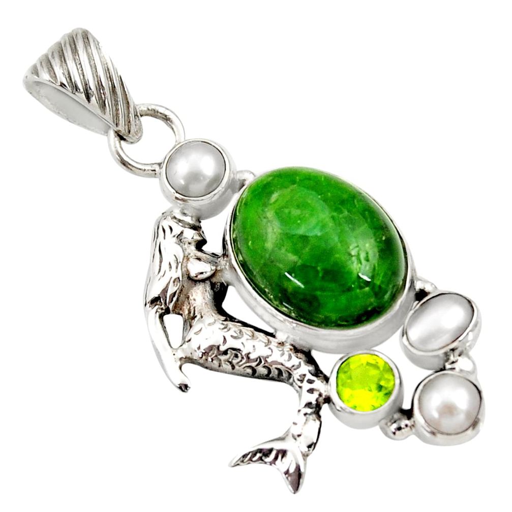  green chrome diopside 925 silver fairy mermaid pendant d36217