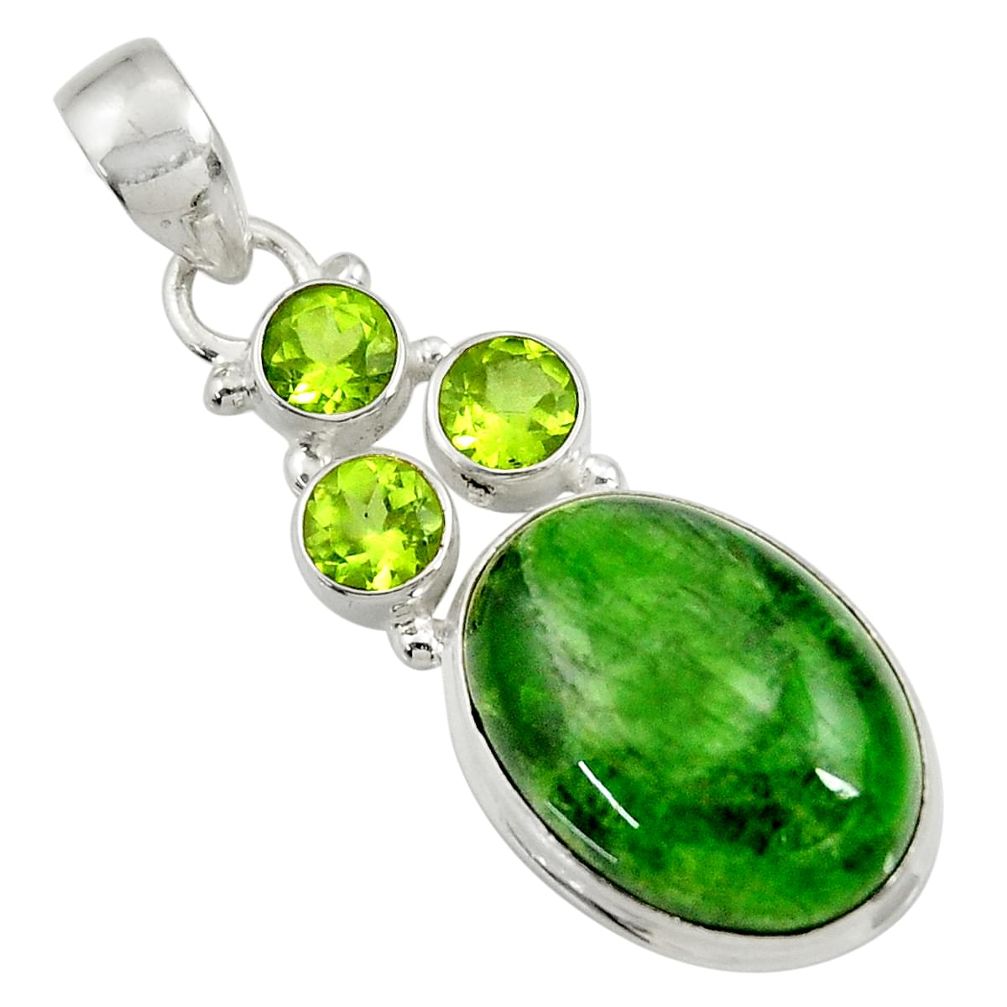 15.97cts natural green chrome diopside oval peridot 925 silver pendant d36233
