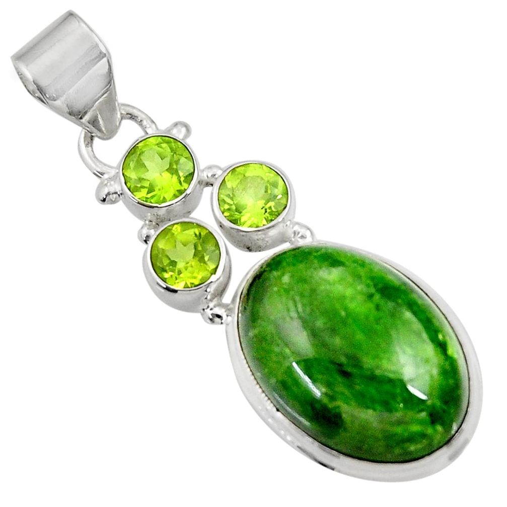 925 silver 13.79cts natural green chrome diopside oval peridot pendant d36240