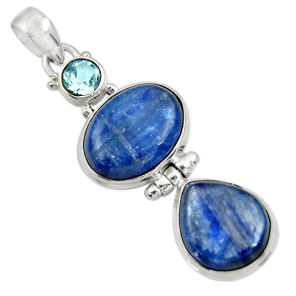 21.18cts natural blue kyanite topaz 925 sterling silver pendant jewelry d36254