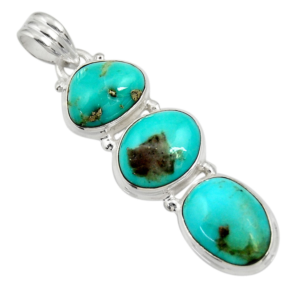 19.23cts natural green campitos turquoise 925 sterling silver pendant d36289