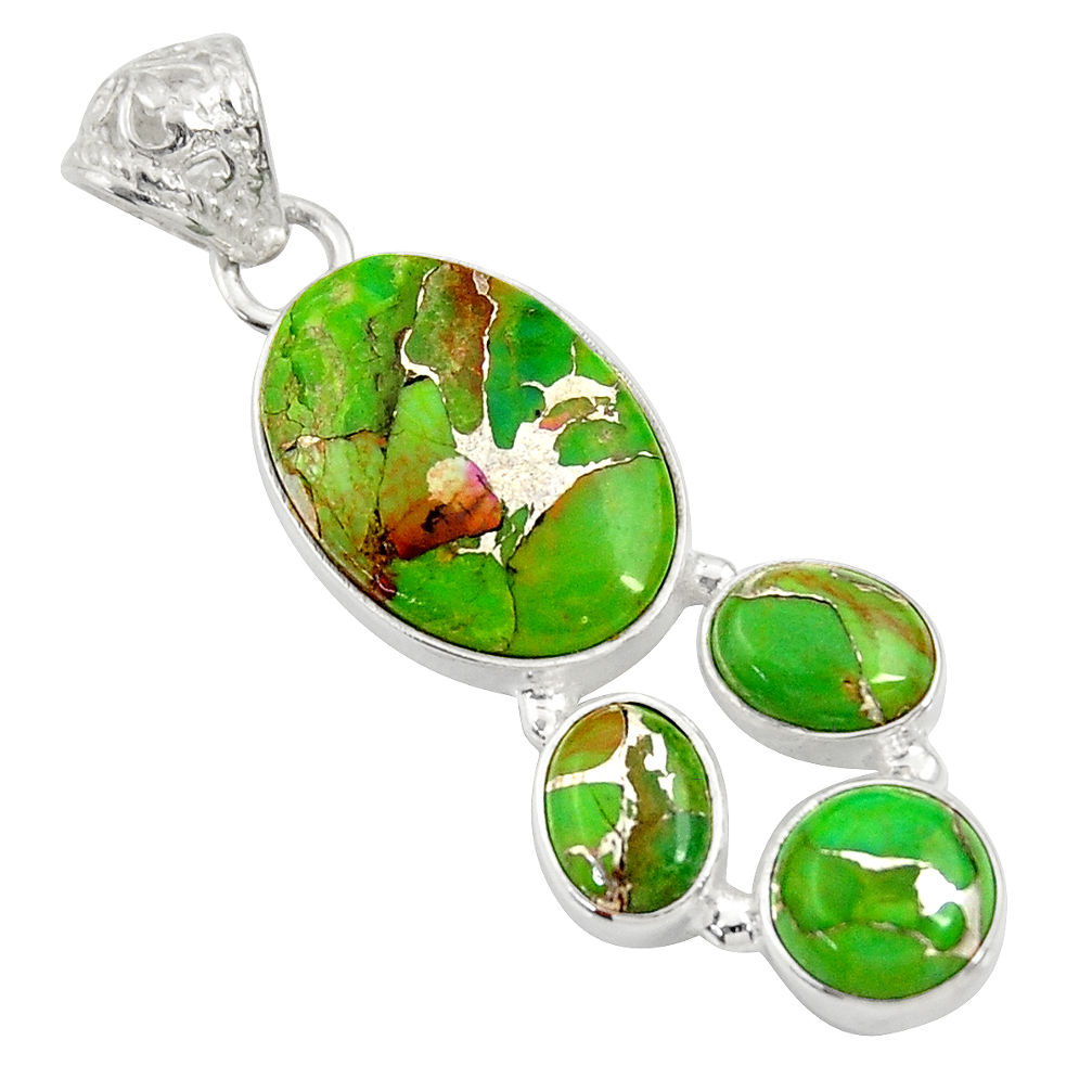 14.45cts green copper turquoise 925 sterling silver pendant jewelry d36327