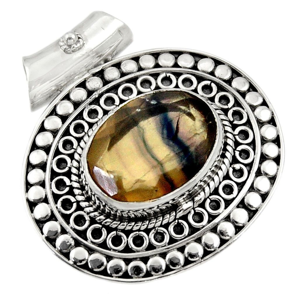 multi color fluorite 925 sterling silver pendant jewelry d36366
