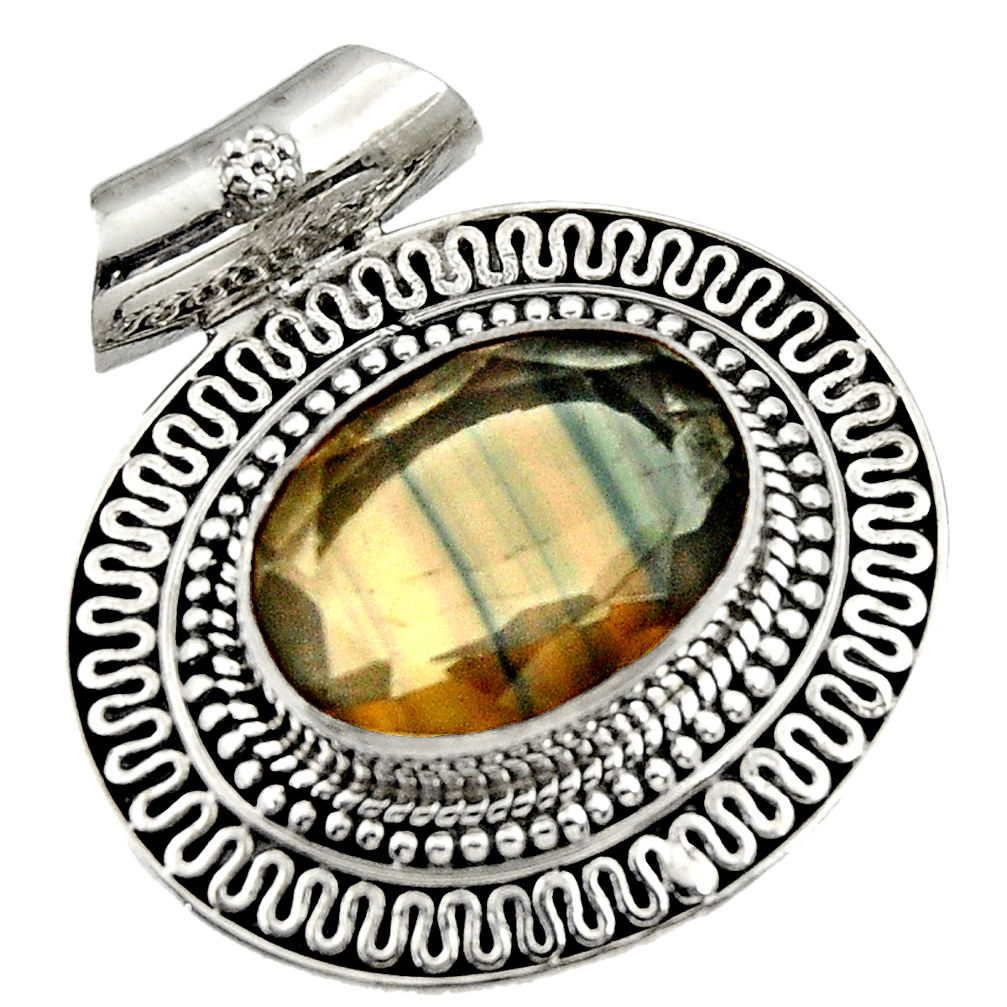  multi color fluorite 925 sterling silver pendant jewelry d36385