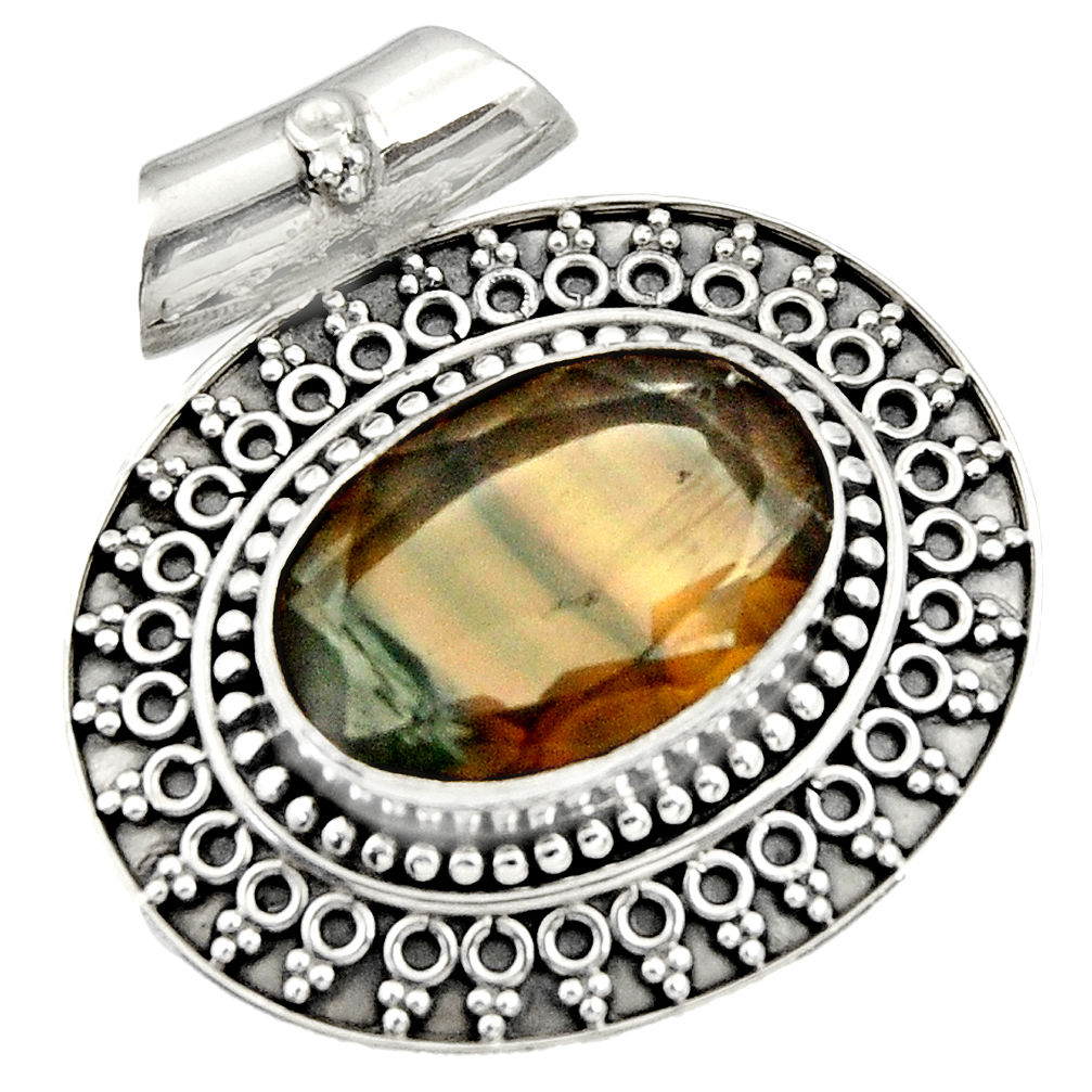  multi color fluorite 925 sterling silver pendant jewelry d36388