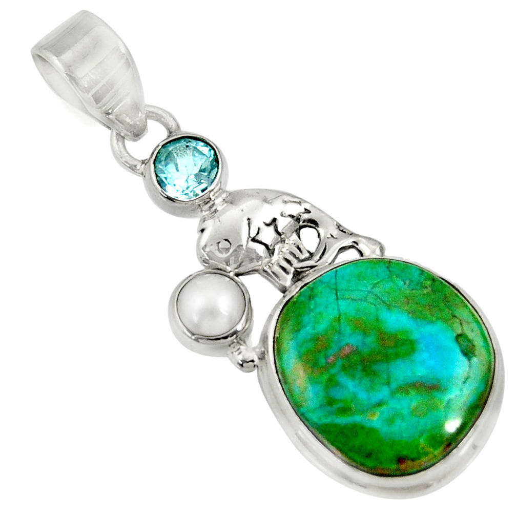 12.83cts natural green opaline topaz 925 sterling silver pendant jewelry d36422