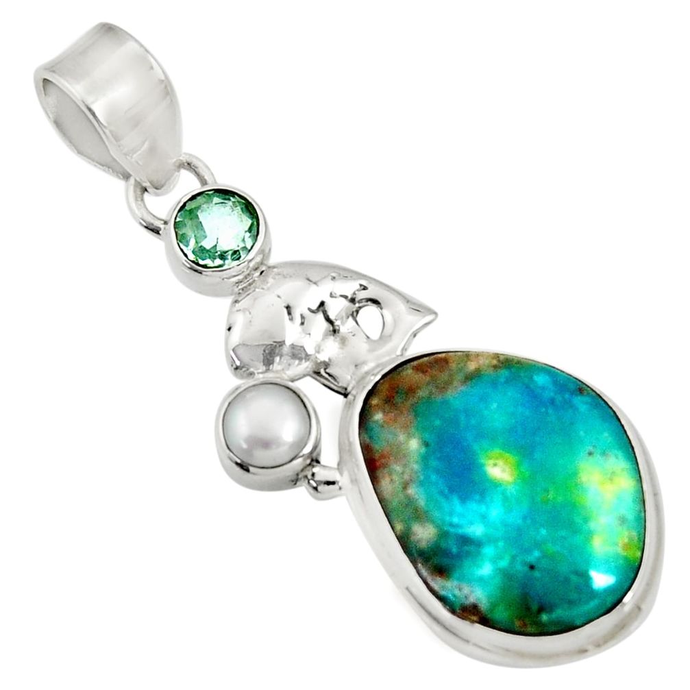 15.47cts natural green opaline topaz 925 sterling silver pendant jewelry d36437