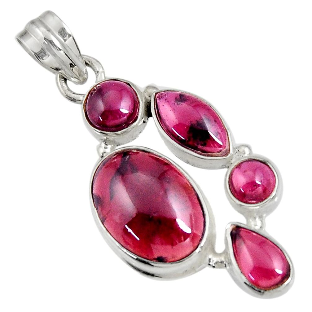 12.65cts natural red garnet oval 925 sterling silver pendant jewelry d36521