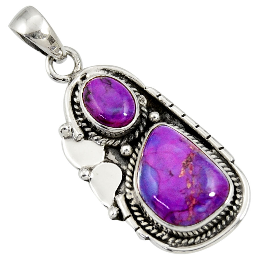 7.67cts purple copper turquoise 925 sterling silver pendant jewelry d36581