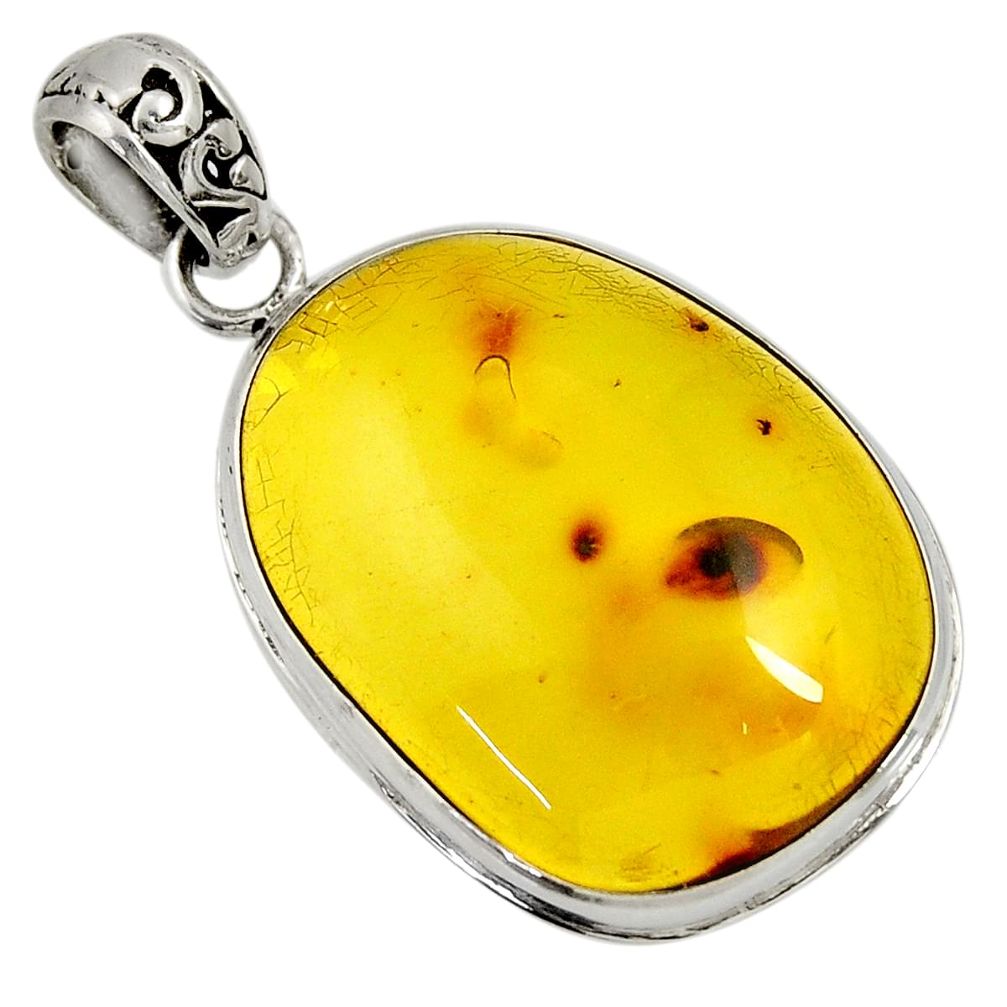 925 sterling silver 16.70cts natural green amber from colombia pendant d36624