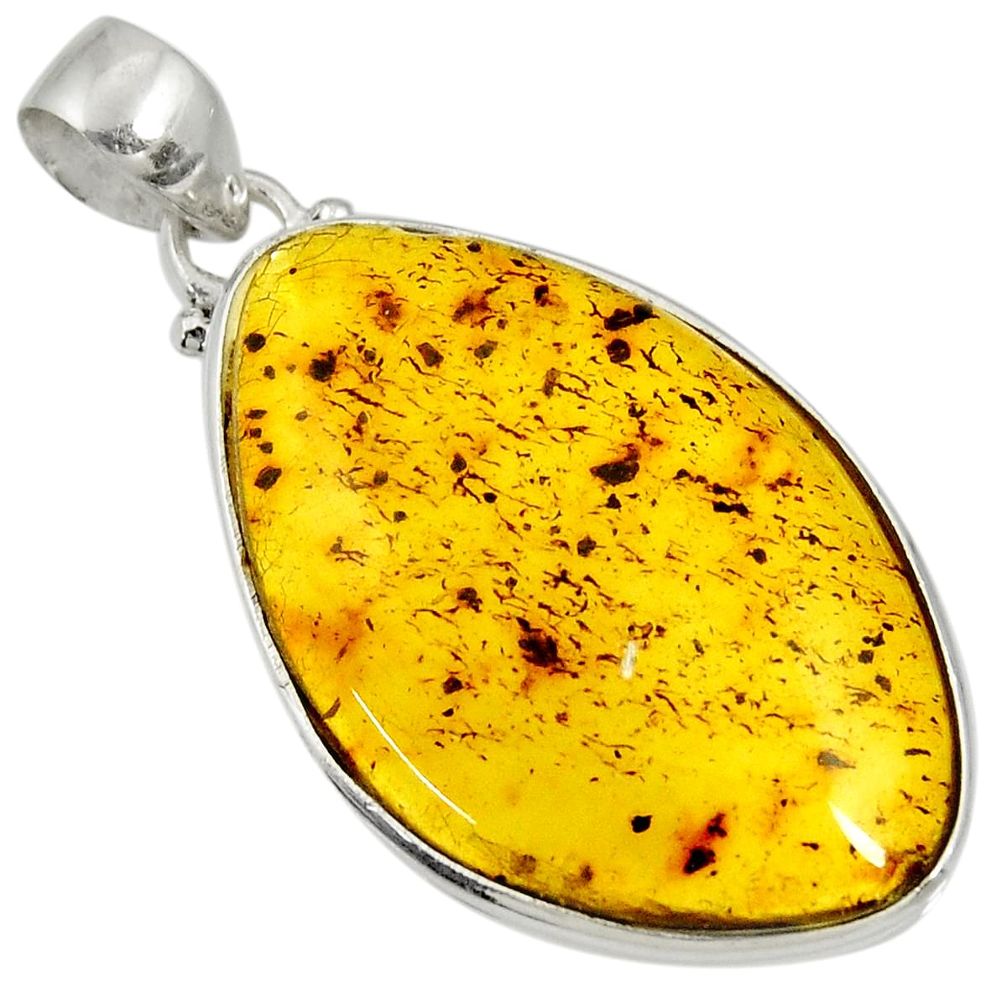 15.05cts natural green amber from colombia 925 sterling silver pendant d36625