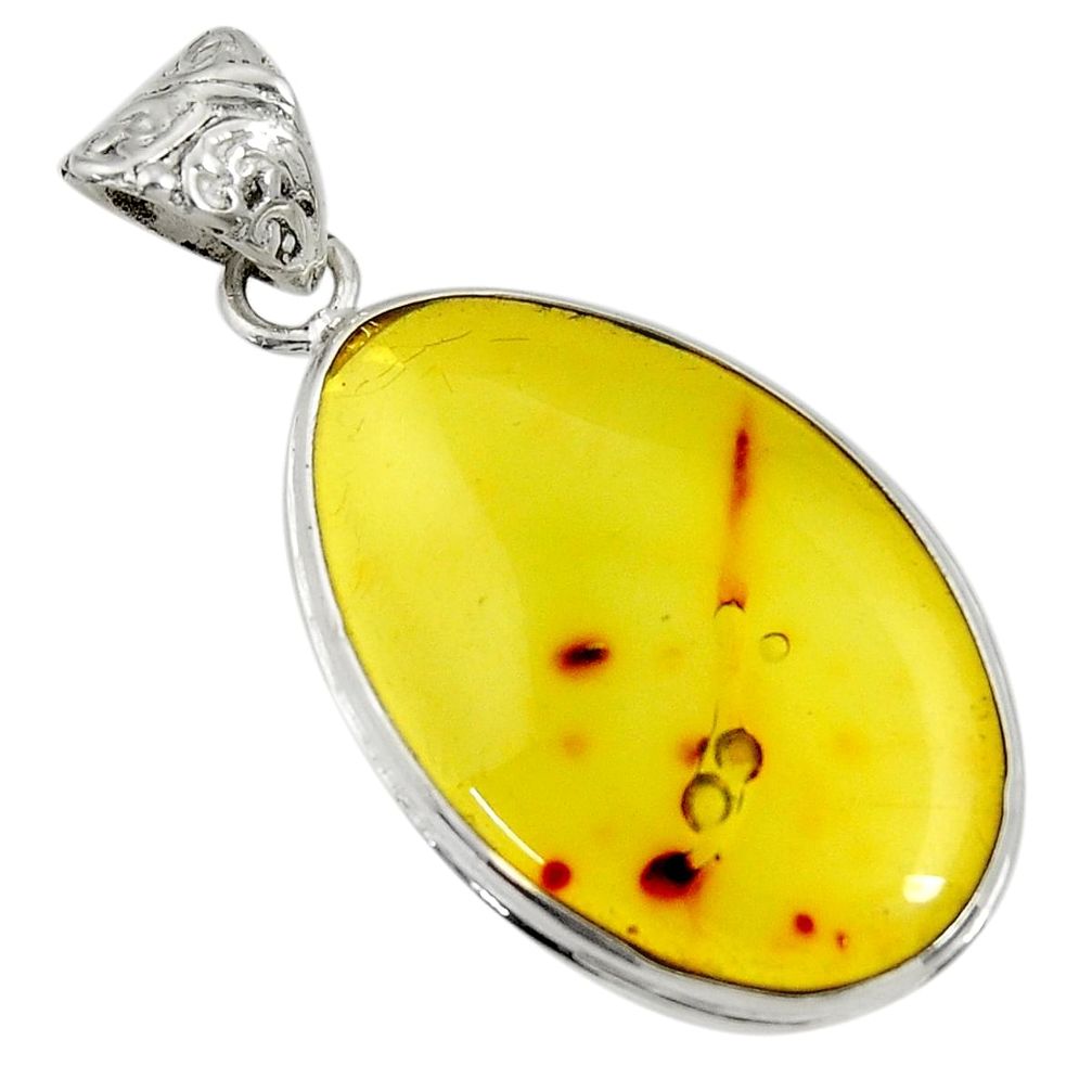 14.72cts natural green amber from colombia 925 sterling silver pendant d36629
