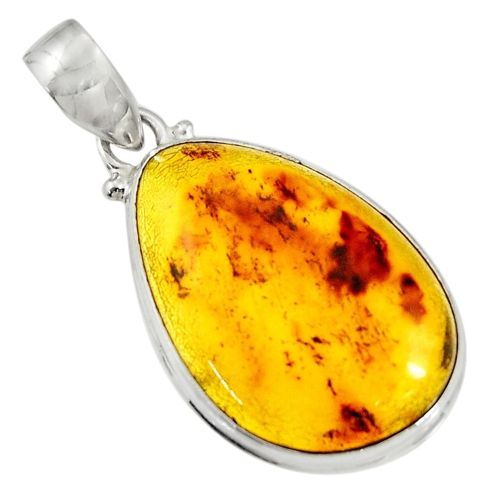 925 sterling silver 14.23cts natural green amber from colombia pendant d36630