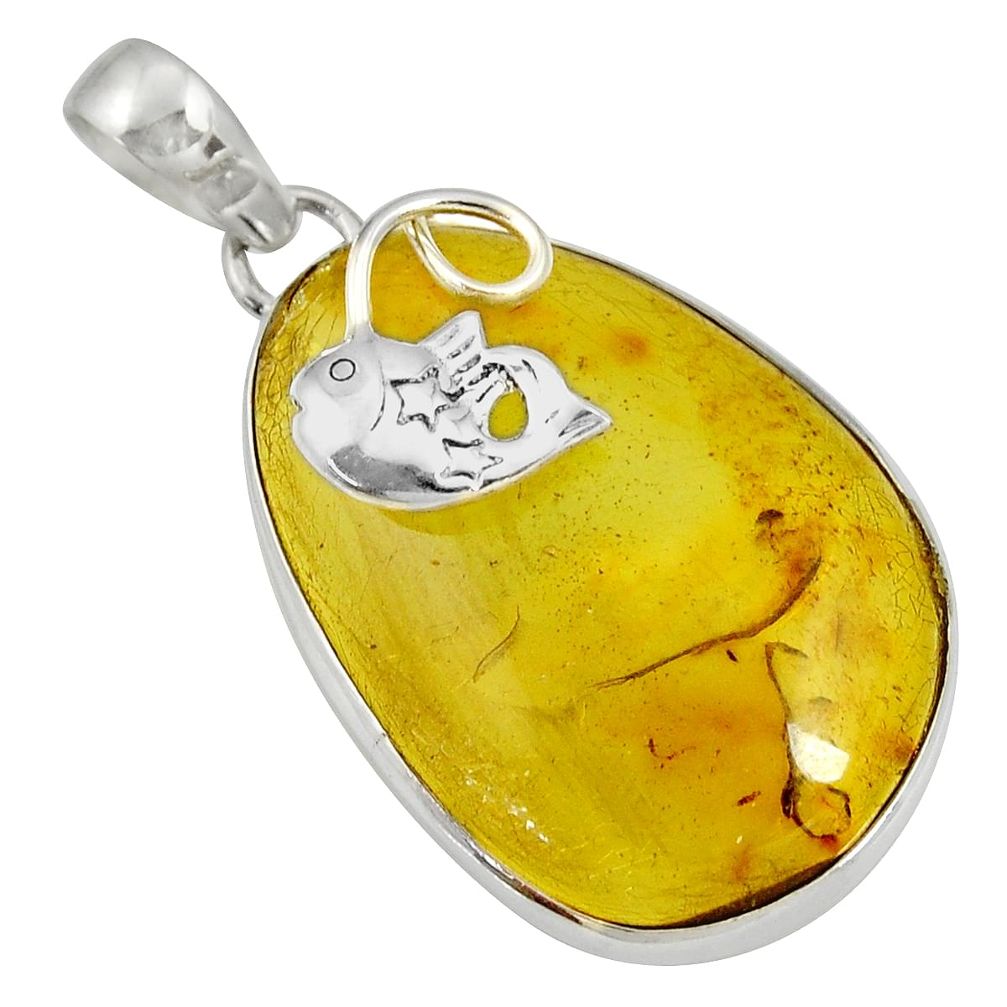 17.18cts natural green amber from colombia 925 sterling silver pendant d36632