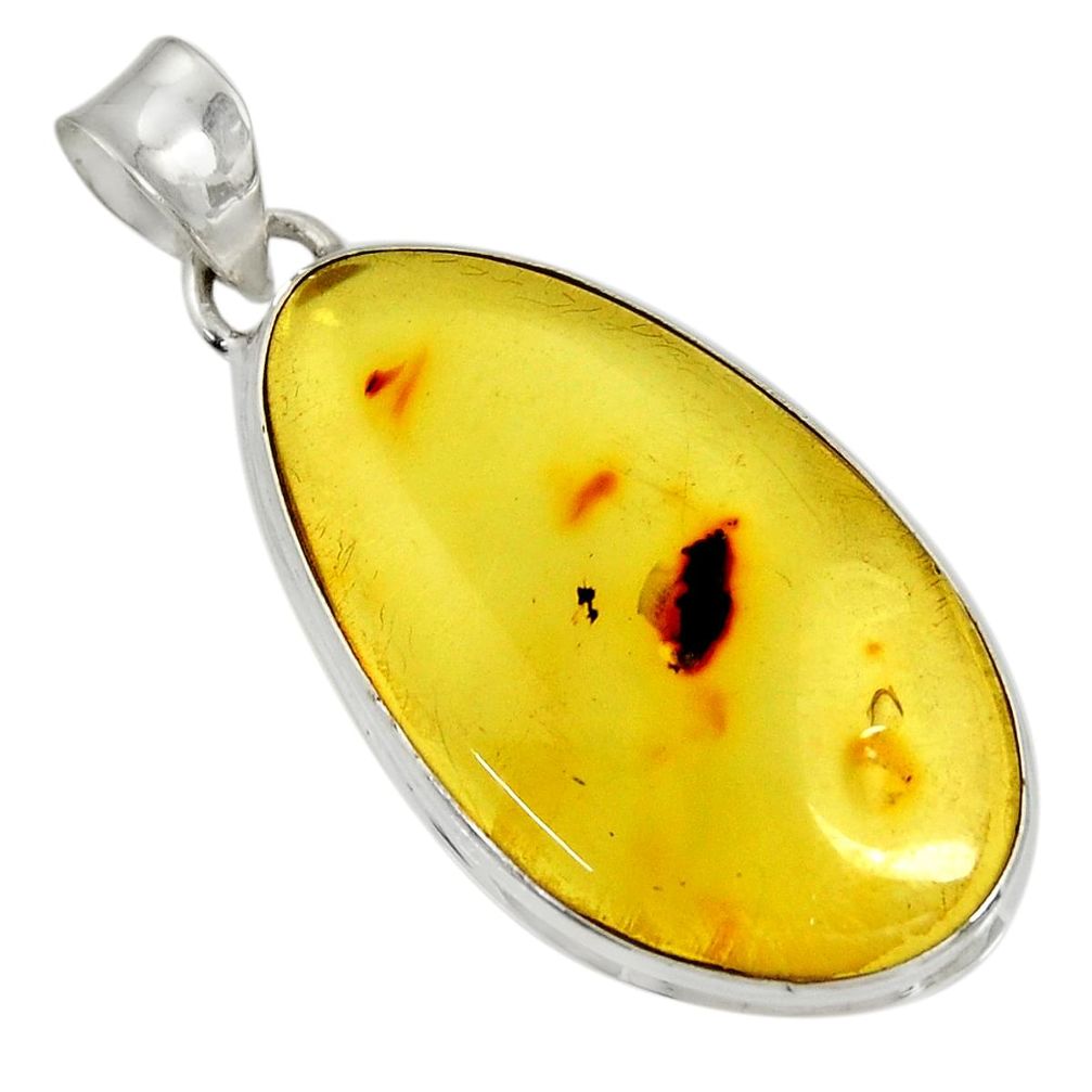 925 silver 14.72cts natural green amber from colombia fancy pendant d36633