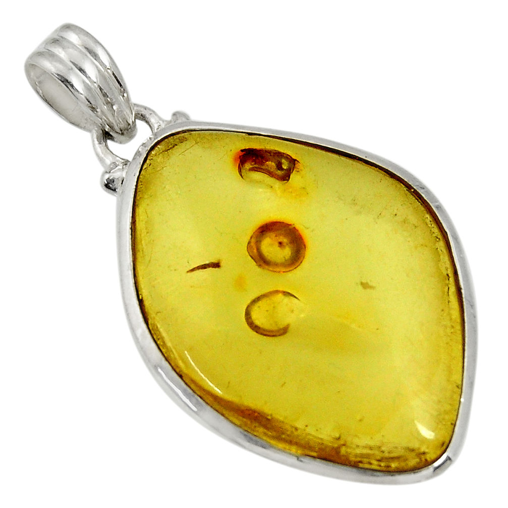 17.22cts natural green amber from colombia 925 sterling silver pendant d36634