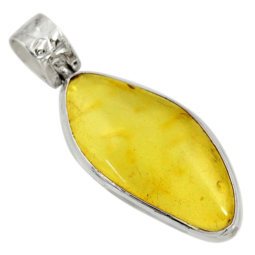 12.58cts natural green amber from colombia 925 sterling silver pendant d36635