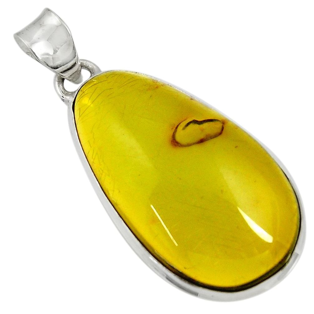 18.12cts natural green amber from colombia 925 sterling silver pendant d36637