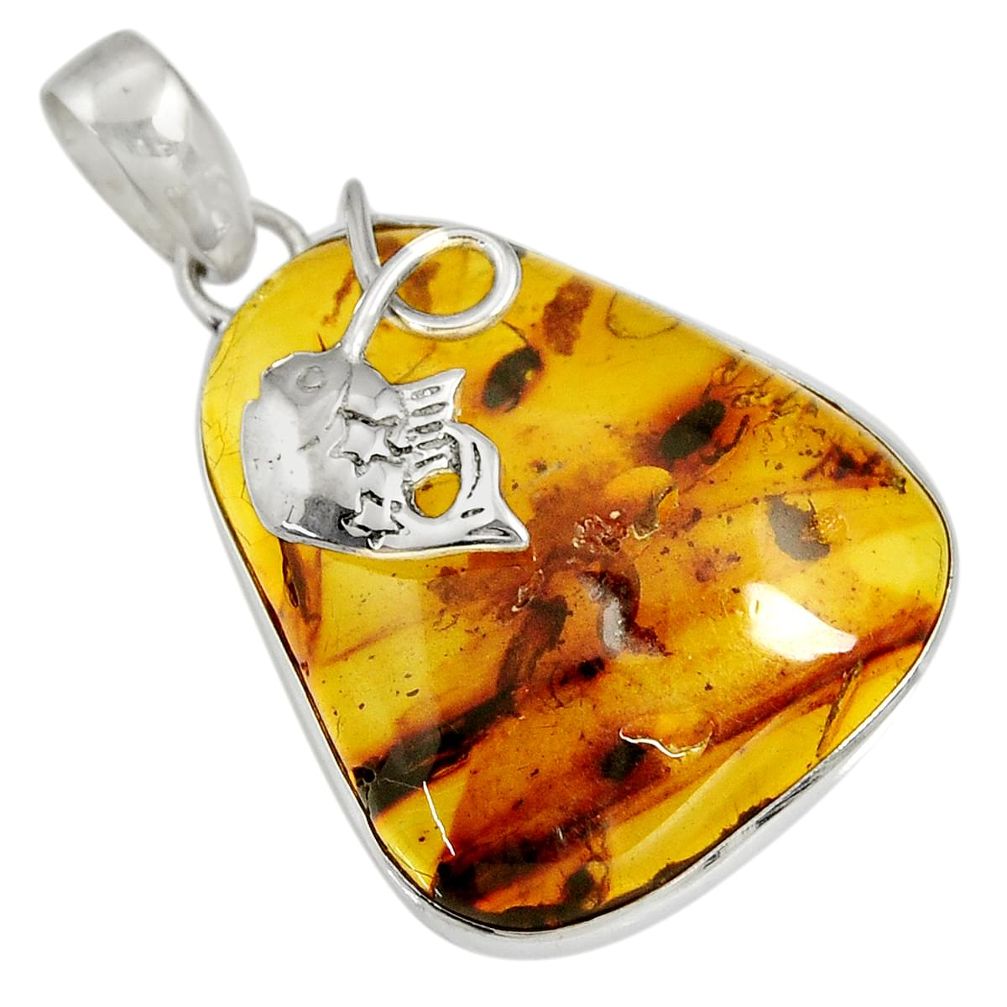 18.15cts natural green amber from colombia 925 sterling silver pendant d36656