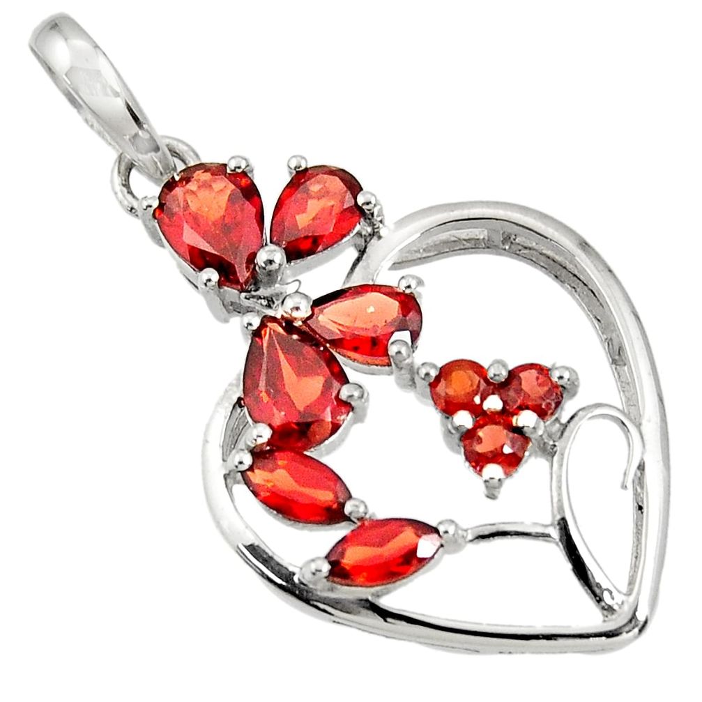 5.87cts natural red garnet 925 sterling silver heart pendant jewelry d36674