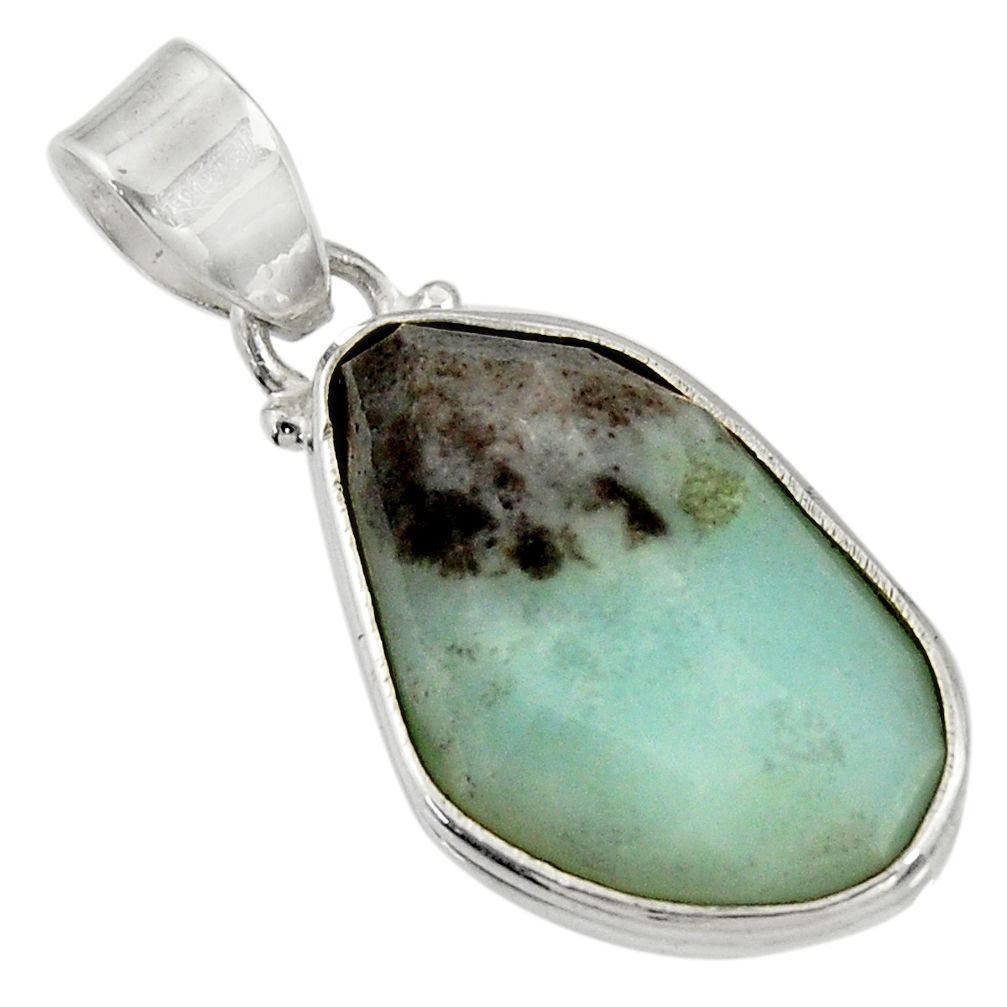 925 sterling silver 16.70cts natural green boulder amazonite pendant d36748