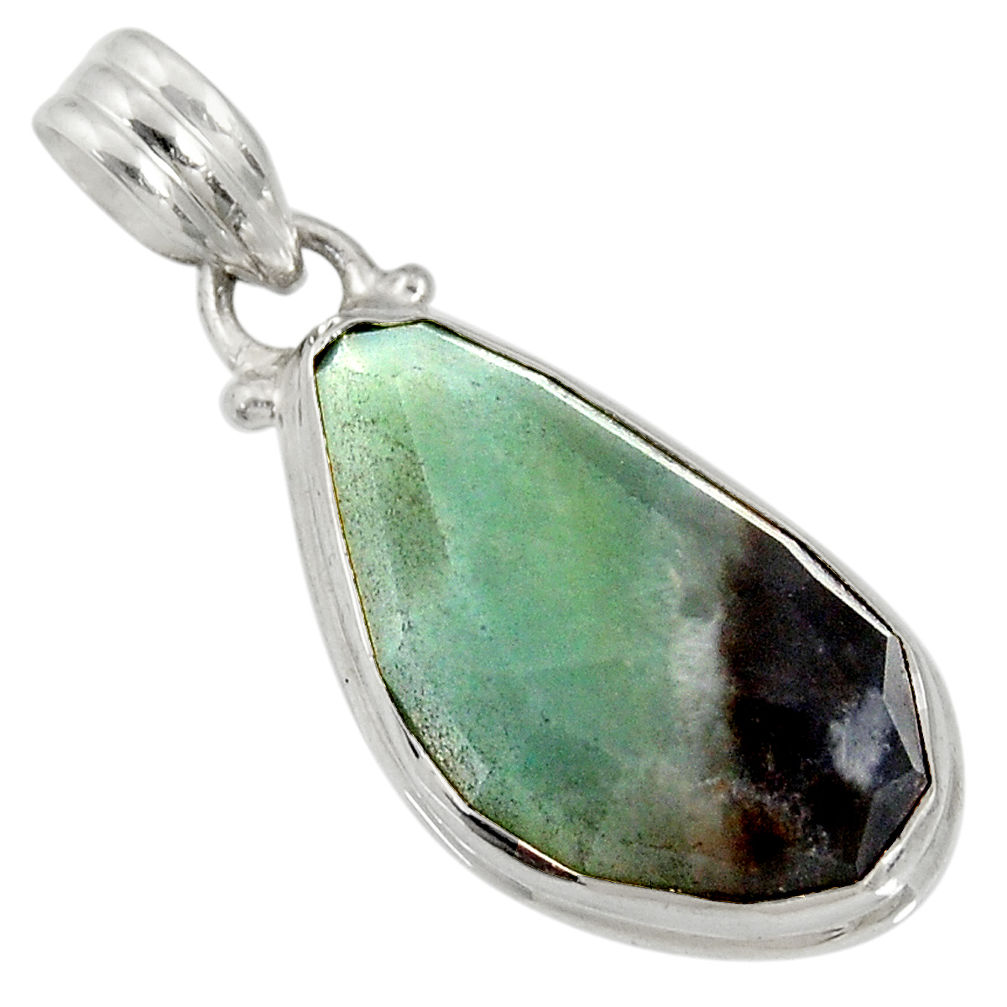 16.03cts natural green boulder amazonite 925 sterling silver pendant d36753