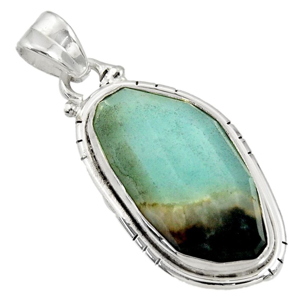  green boulder amazonite 925 sterling silver pendant d36758