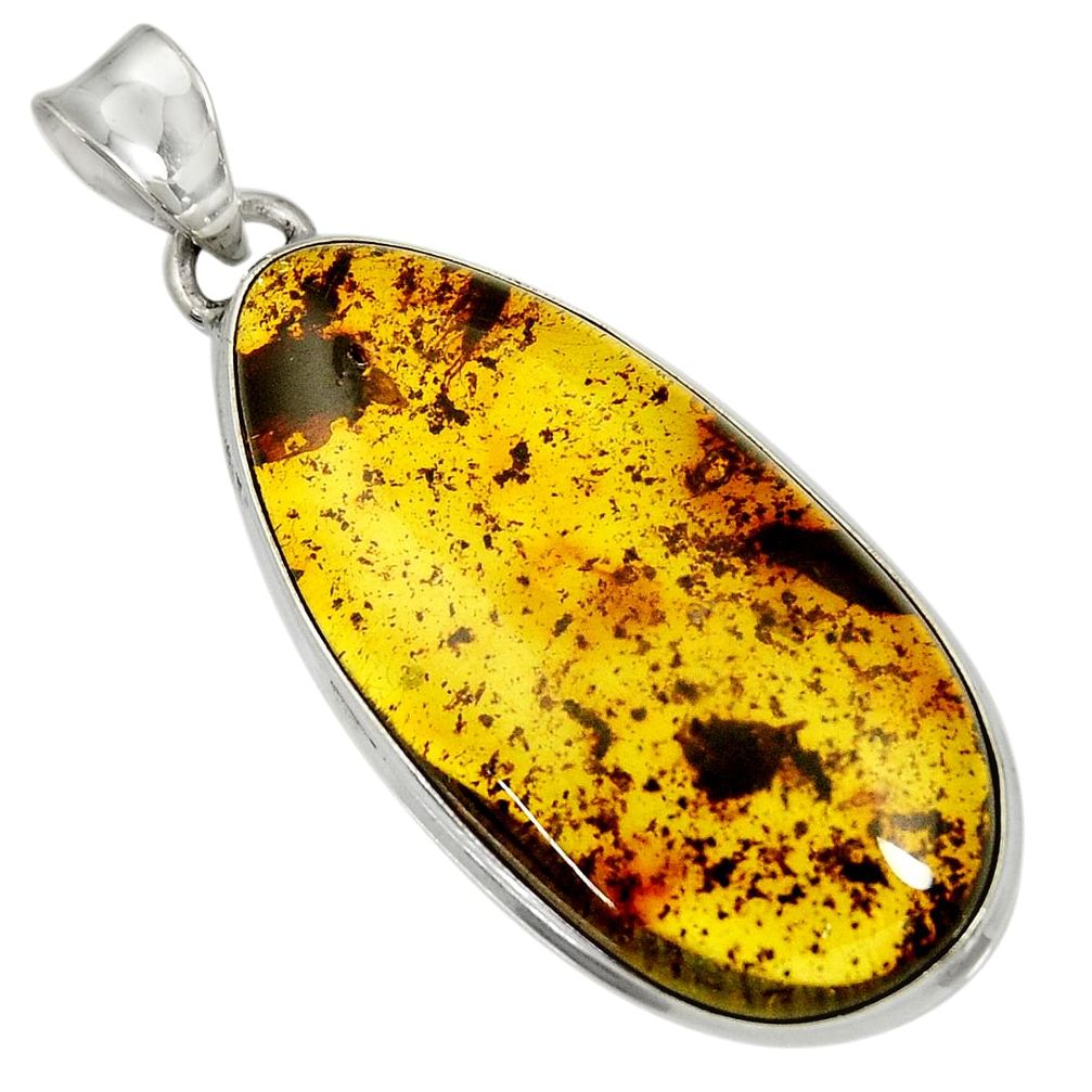 925 sterling silver 19.23cts natural green amber from colombia pendant d36812