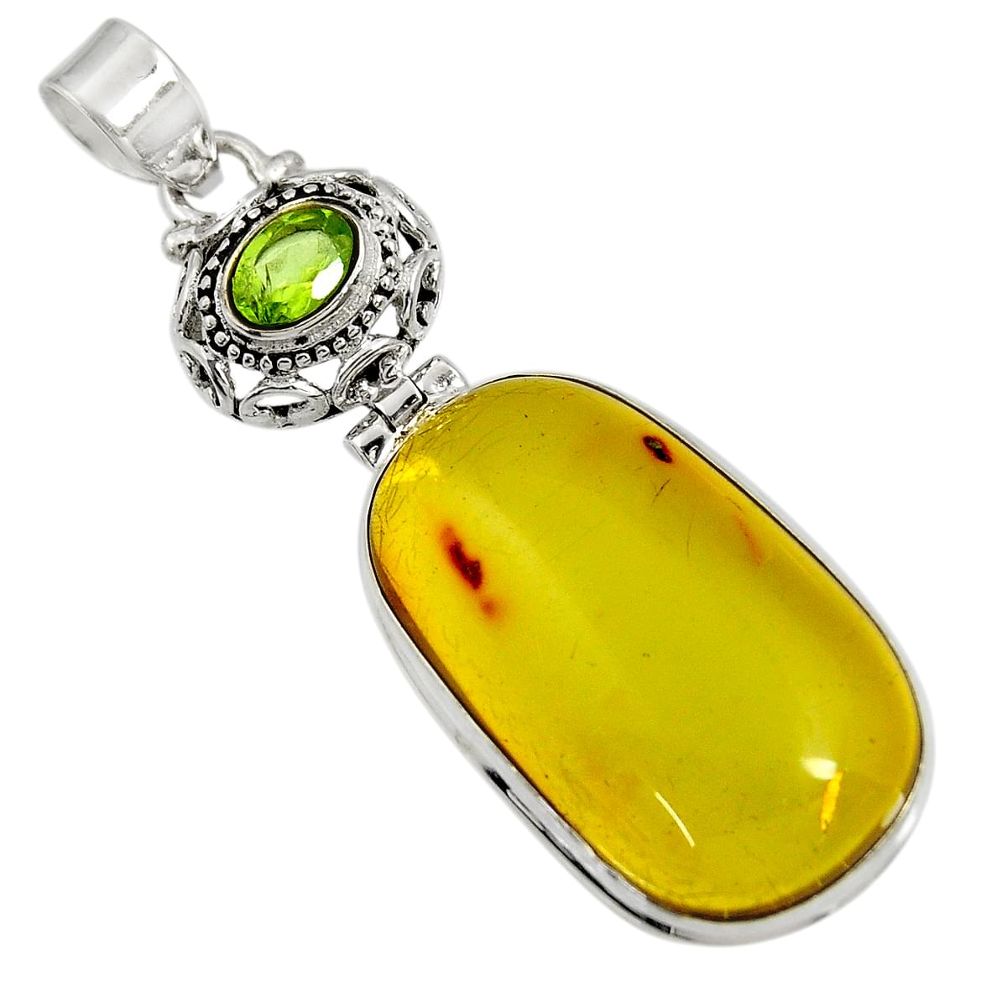 20.45cts natural green amber from colombia peridot 925 silver pendant d36817