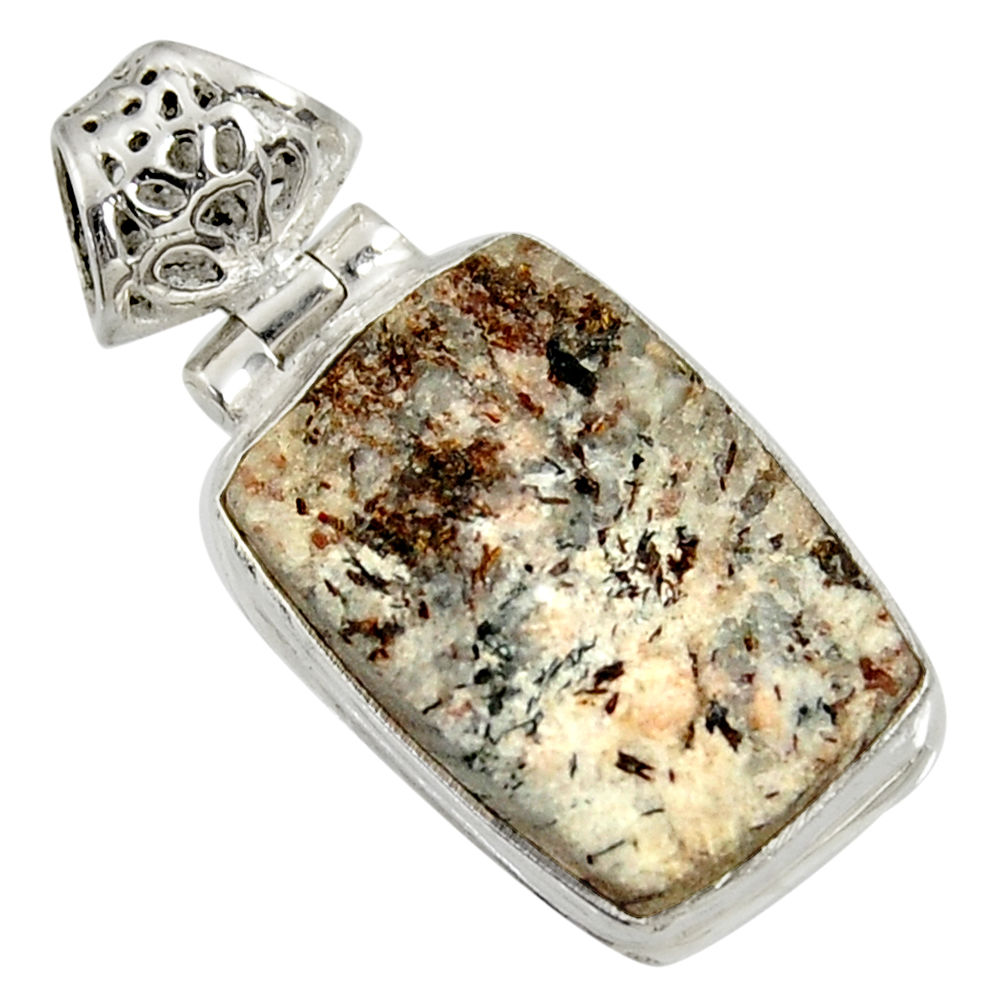 17.42cts natural bronze astrophyllite (star leaf) 925 silver pendant d36891