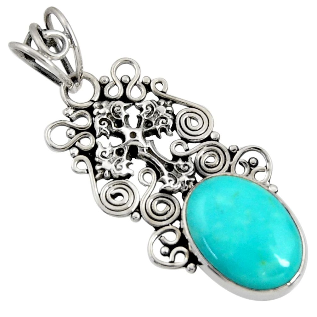 925 silver 7.39cts natural green kingman turquoise holy cross pendant d36908