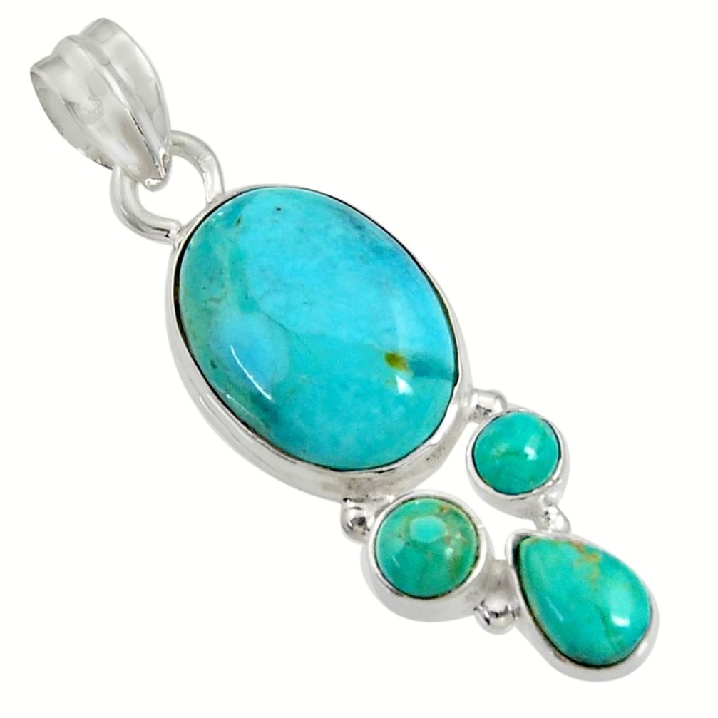  blue kingman turquoise 925 sterling silver pendant d36943