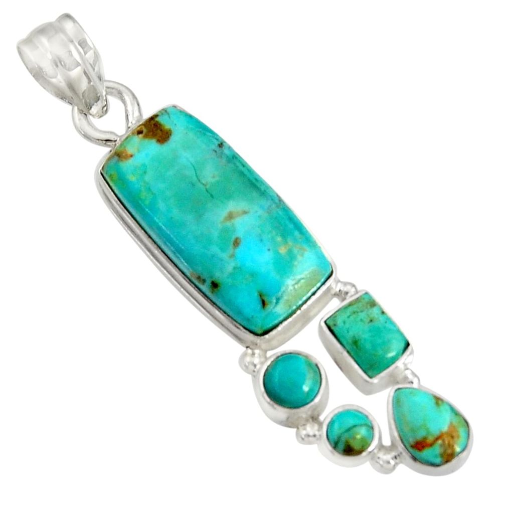 925 sterling silver 15.93cts natural blue kingman turquoise pendant d36954