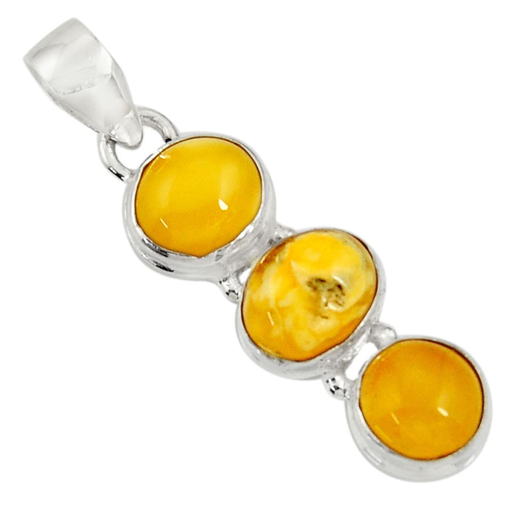 925 sterling silver 9.31cts natural yellow amber bone pendant jewelry d37004