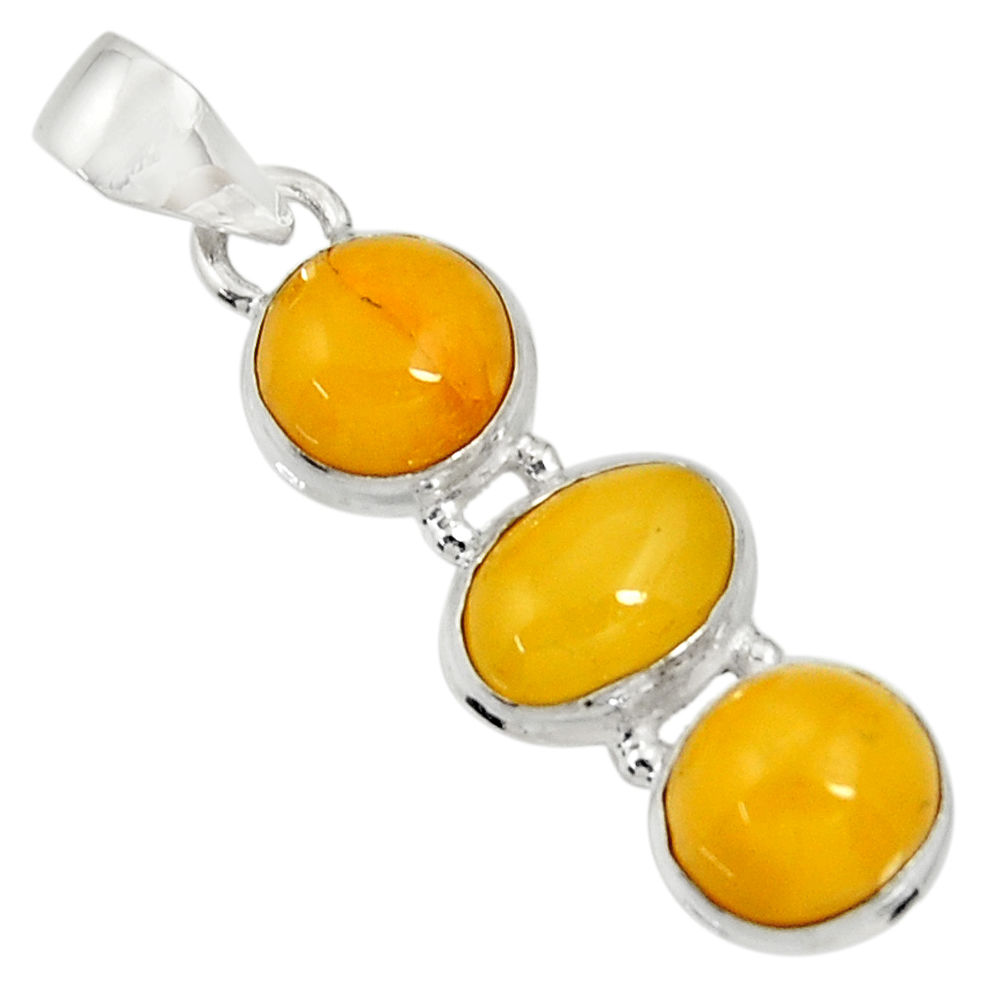 yellow amber bone 925 sterling silver pendant jewelry d37008